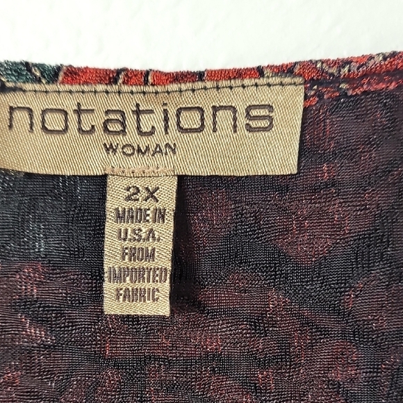 Y2K Notations Floral Tunic Top Size 2X Long Sleeve VNeck Whimsigoth Fairy Dark - Picture 5 of 13